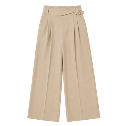 Crossover Waist Wide-Leg Trousers