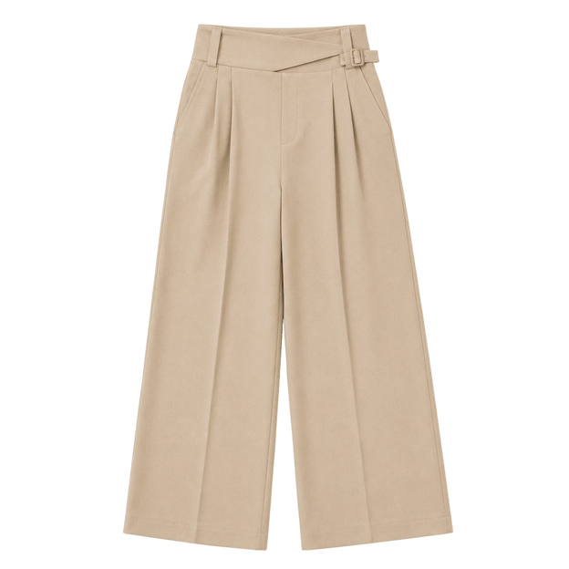 Crossover Waist Wide-Leg Trousers
