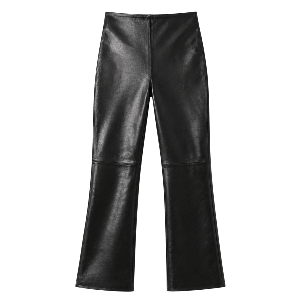 Leather Kick-Flare Trousers