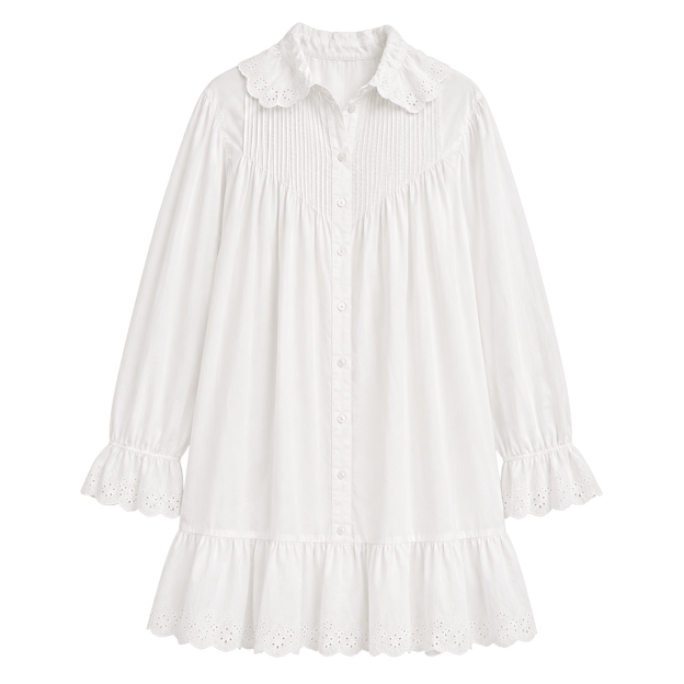 Ruffle Collar Mini Shirt Dress