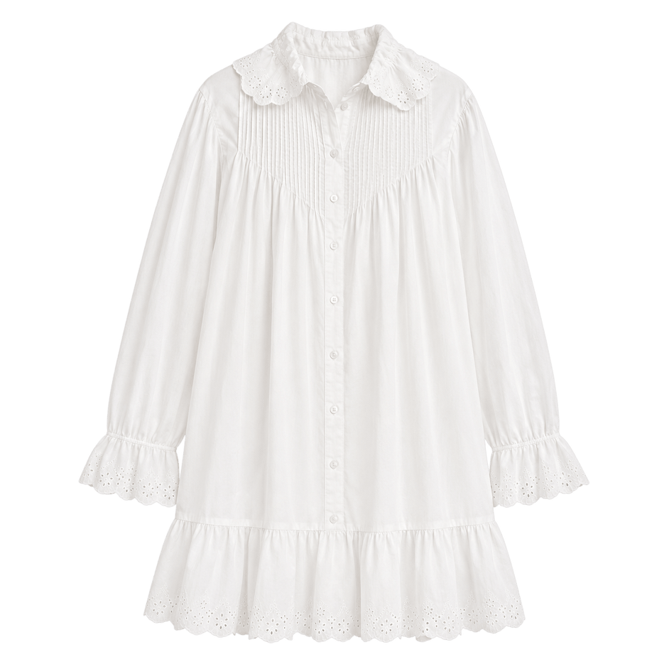 Ruffle Collar Mini Shirt Dress