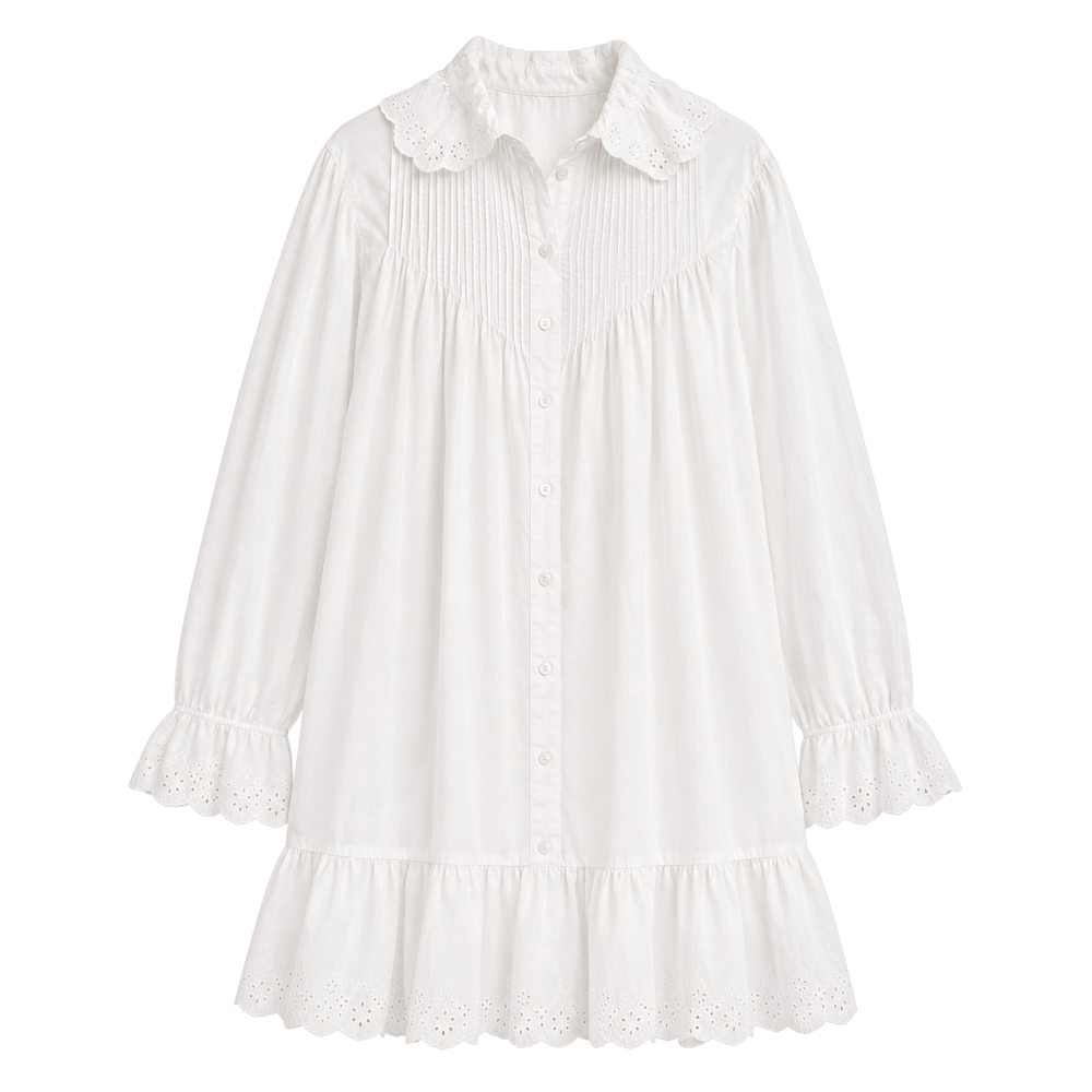 Ruffle Collar Mini Shirt Dress
