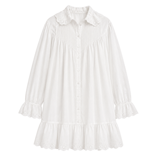 Ruffle Collar Mini Shirt Dress