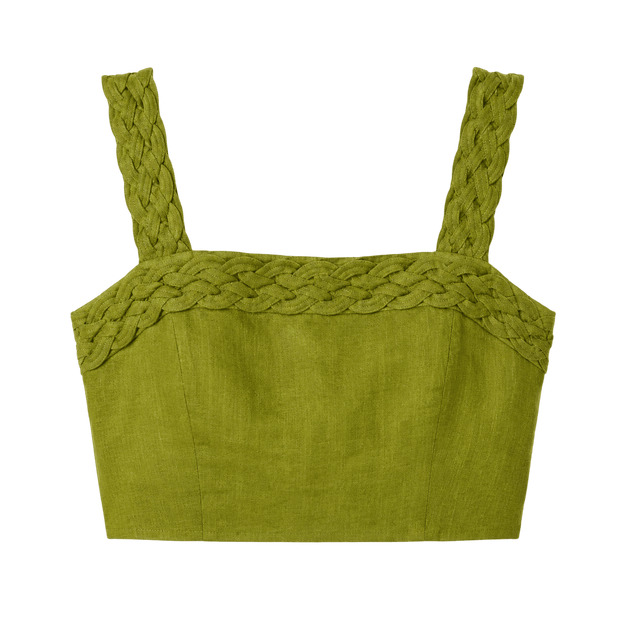 Braided Trim Linen Bralette