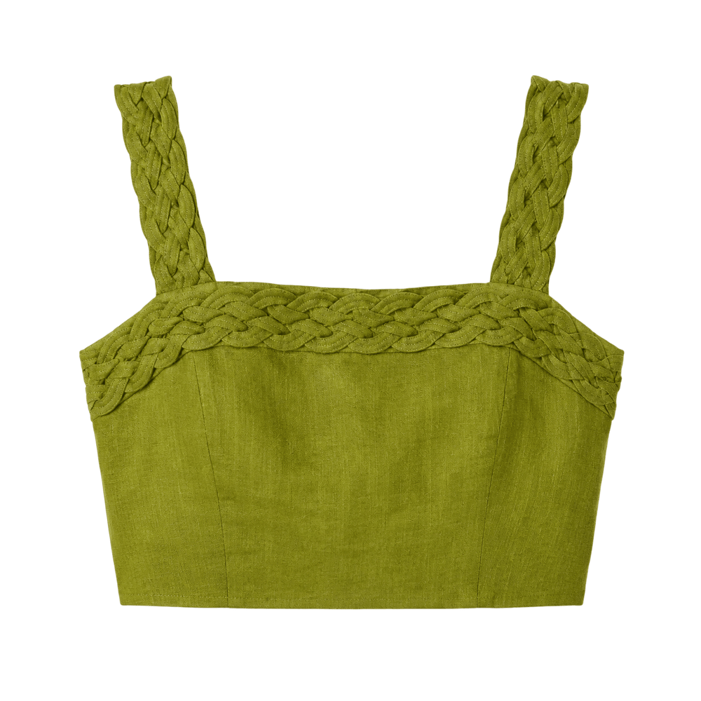 Braided Trim Linen Bralette