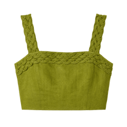Braided Trim Linen Bralette