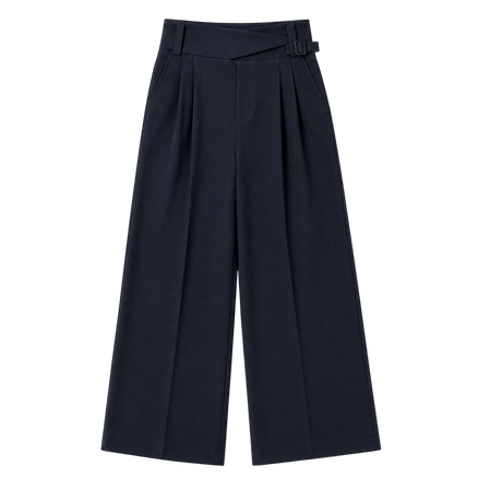 Crossover Waist Wide-Leg Trousers