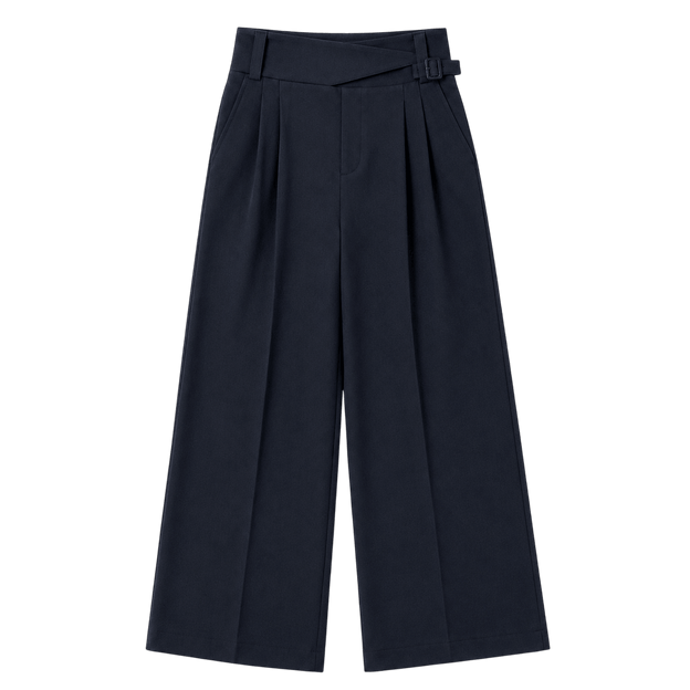Crossover Waist Wide-Leg Trousers