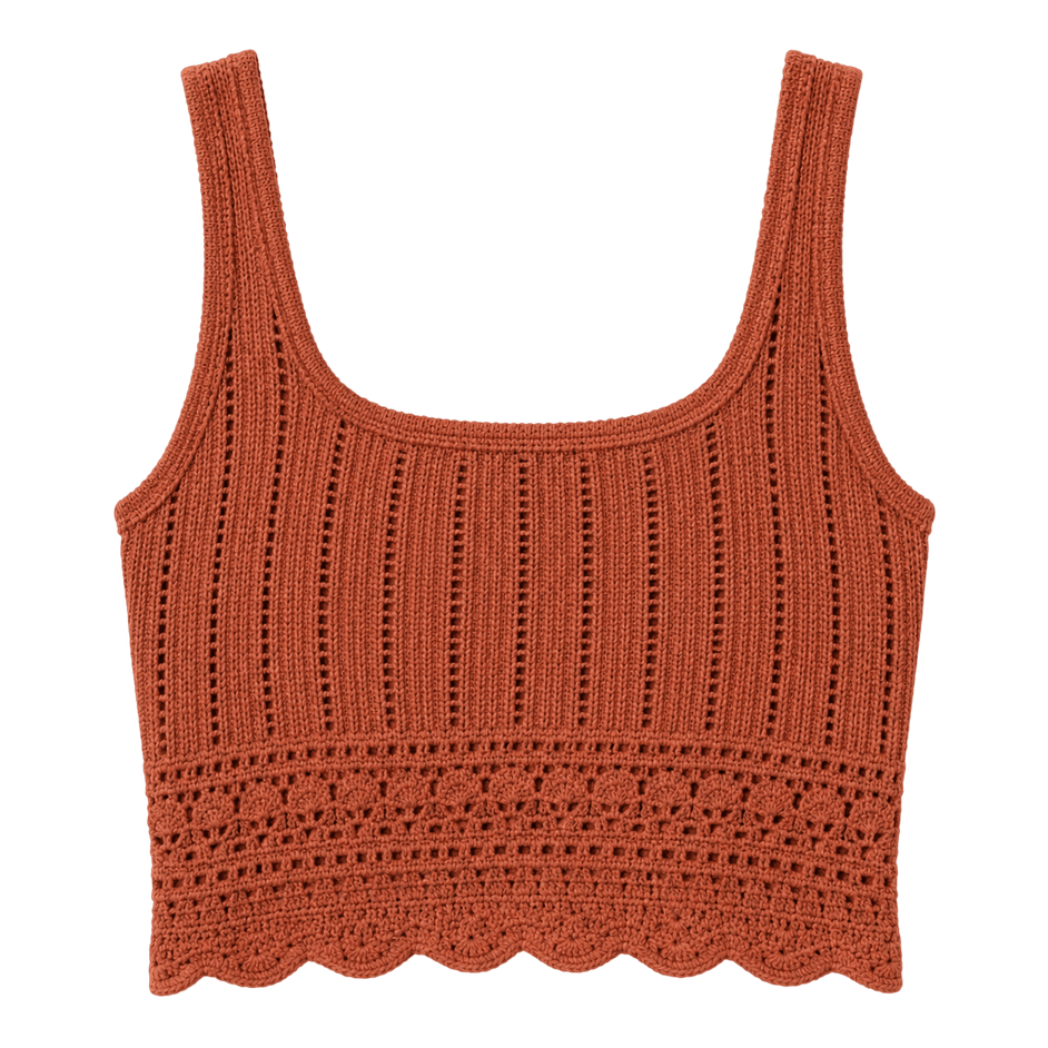 Pointelle Knit Crop Tank