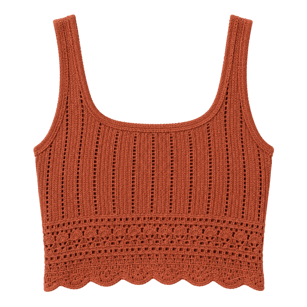 Pointelle Knit Crop Tank
