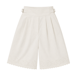 Embroidered Pleated Bermuda Shorts