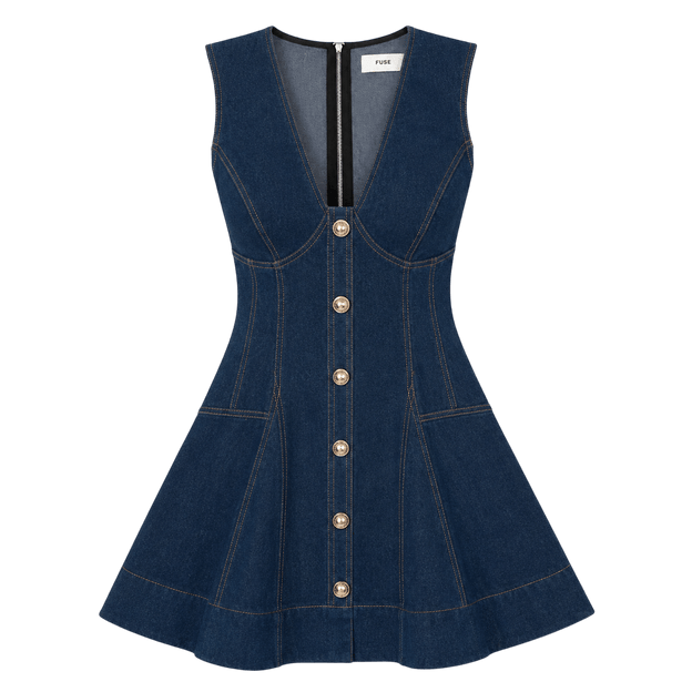 Fit-and-Flare Denim Mini Dress