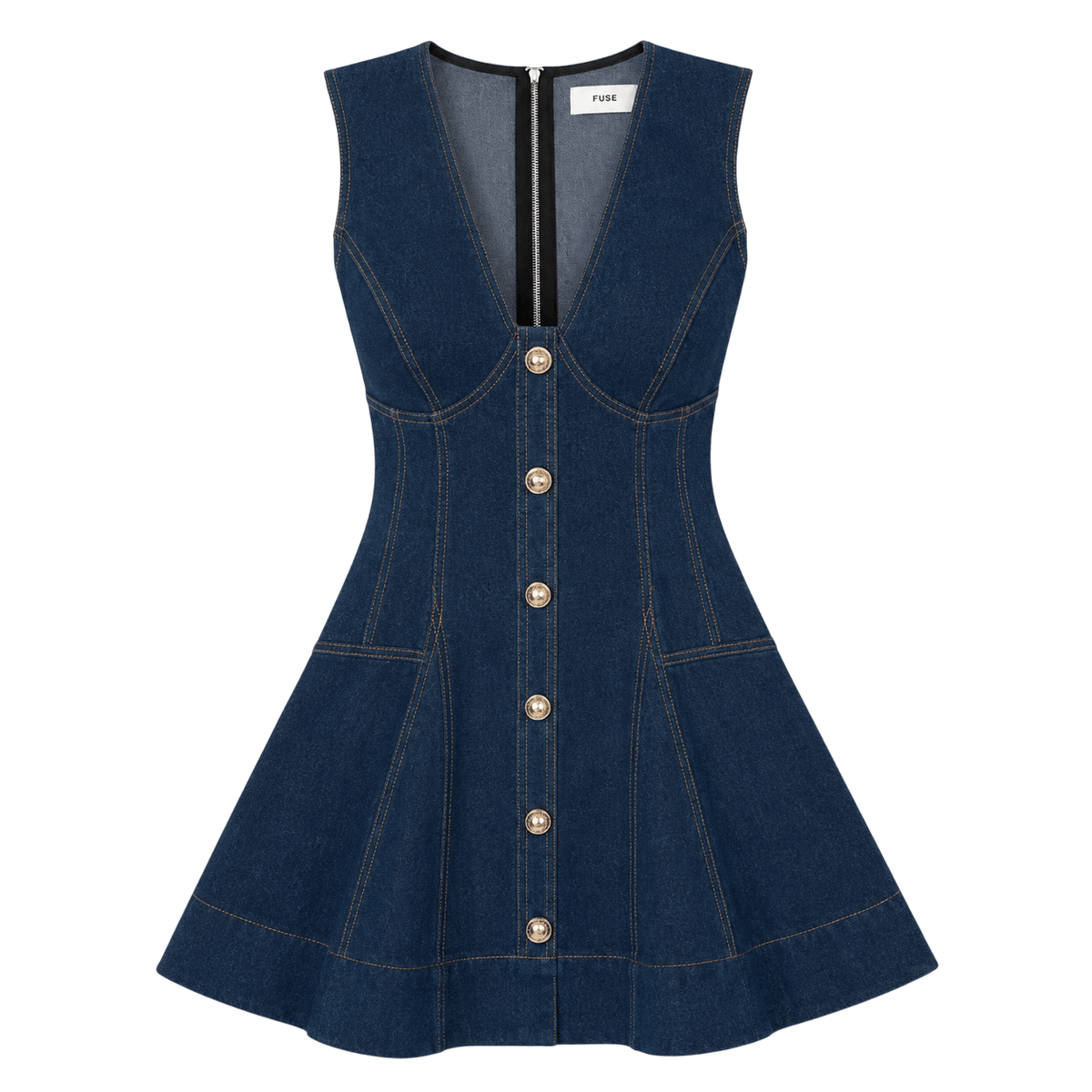 Fit-and-Flare Denim Mini Dress