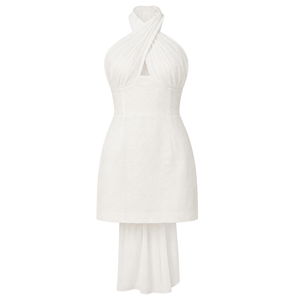 Halter Train Mini Dress