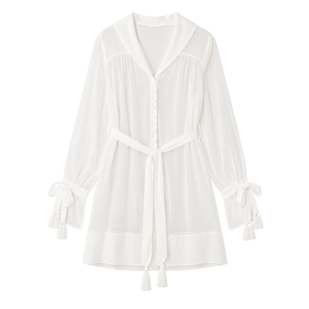 Cape-Back Silk Mini Dress