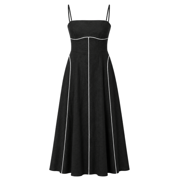 Piped Bustier Maxi Dress