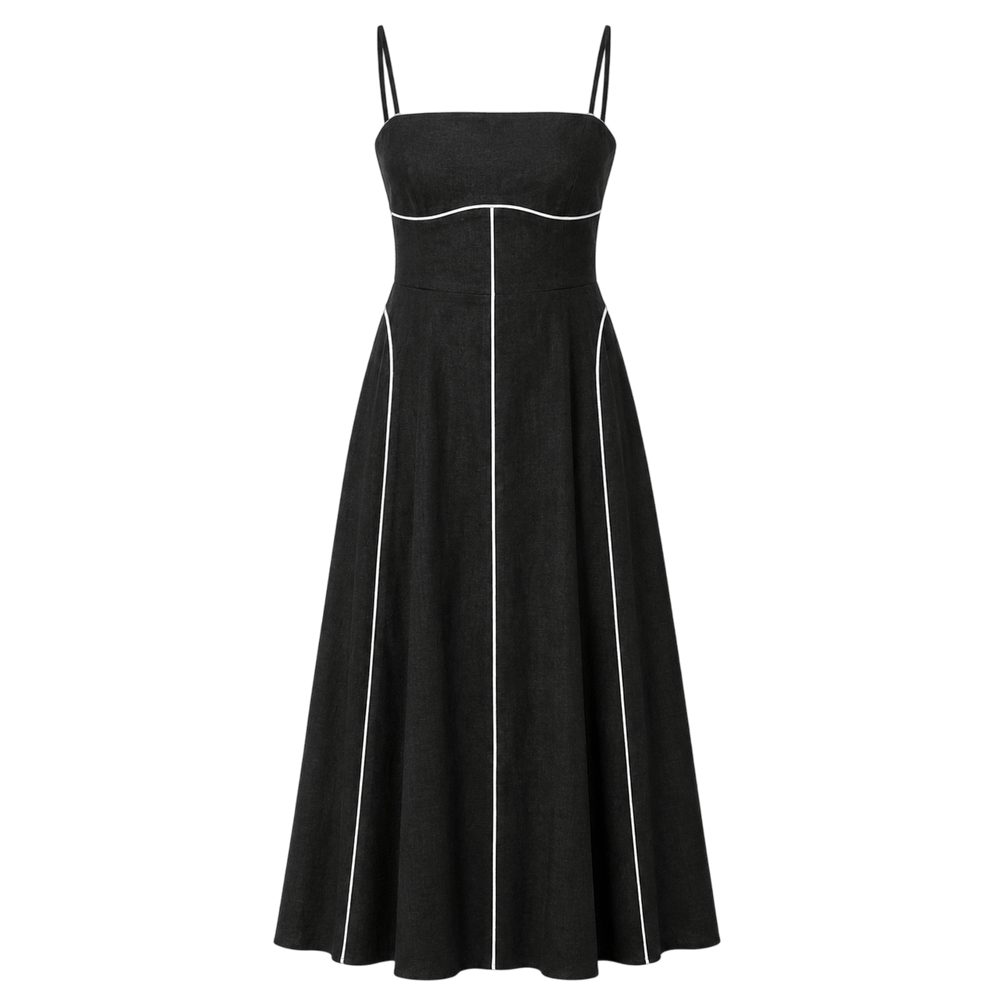 Piped Bustier Maxi Dress