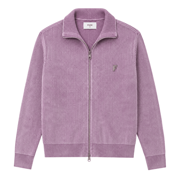 Veste en maille zippée côtelée