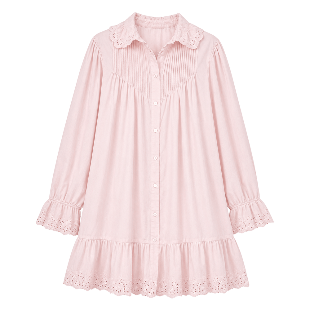 Ruffle Collar Mini Shirt Dress