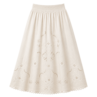 Broderie Gathered Midi Skirt