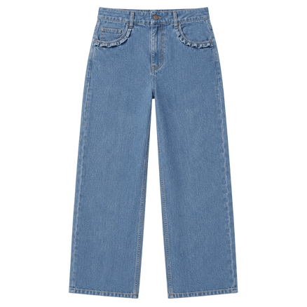 Curved Pocket Straight-Leg Jeans