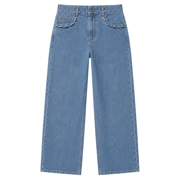 Curved Pocket Straight-Leg Jeans