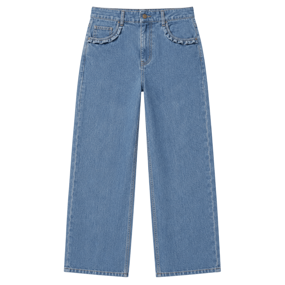 Curved Pocket Straight-Leg Jeans