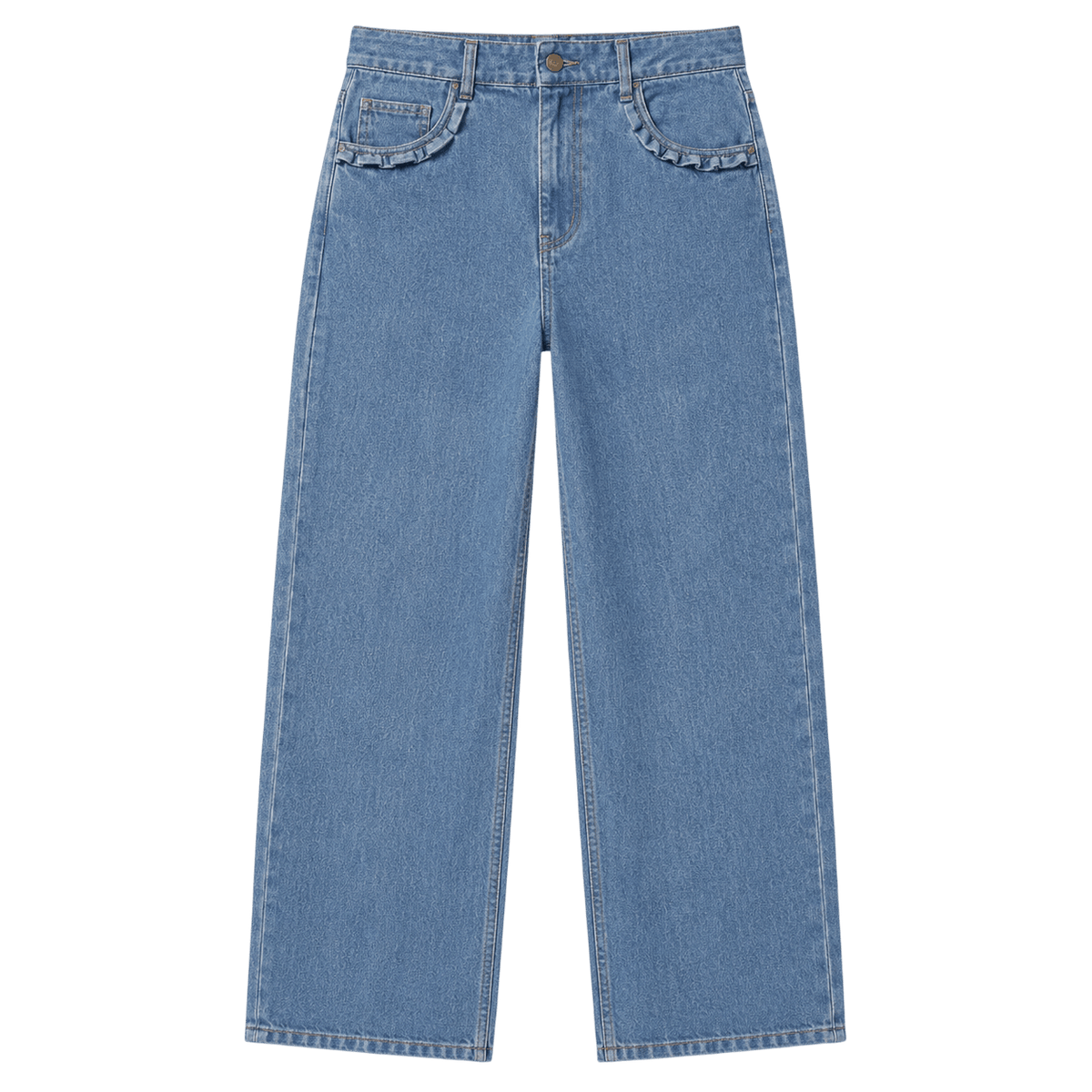 Curved Pocket Straight-Leg Jeans