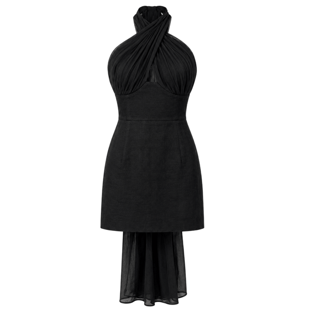 Halter Train Mini Dress