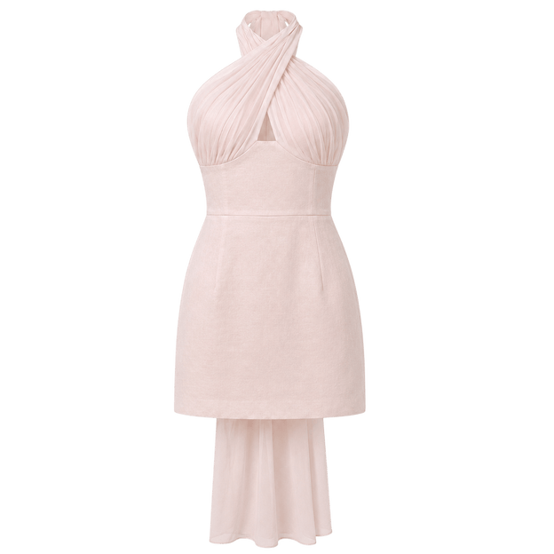 Halter Train Mini Dress