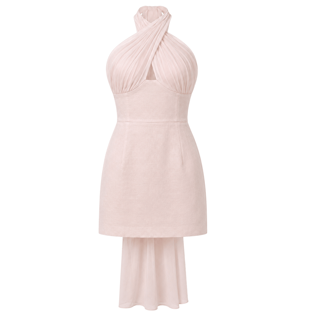 Halter Train Mini Dress