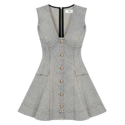 Fit-and-Flare Denim Mini Dress