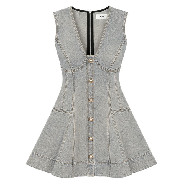 Fit-and-Flare Denim Mini Dress
