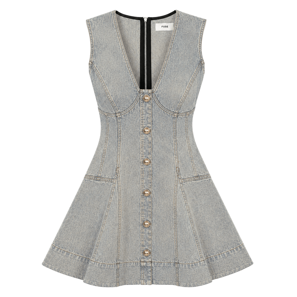 Fit-and-Flare Denim Mini Dress