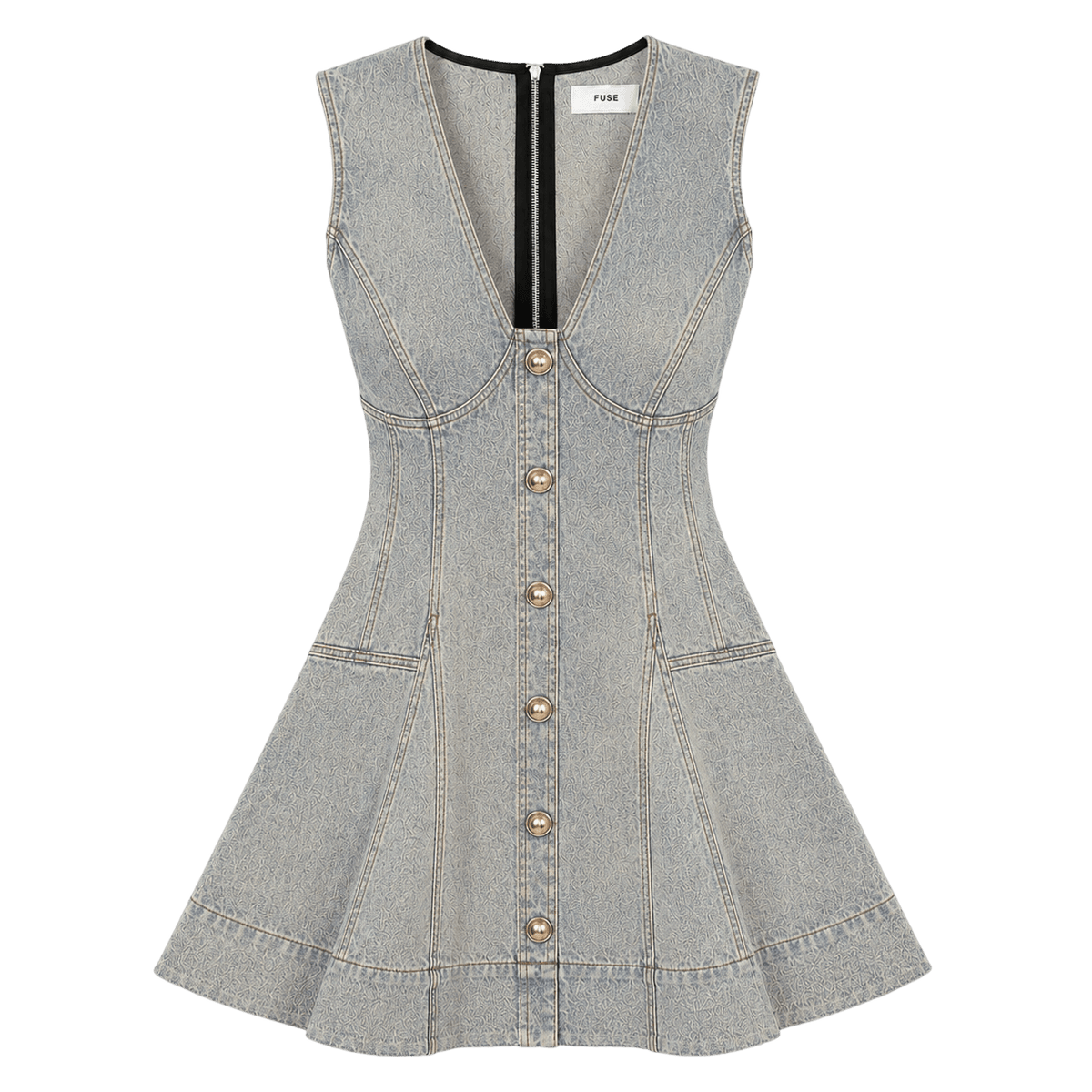 Fit-and-Flare Denim Mini Dress
