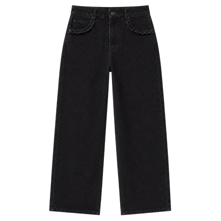 Curved Pocket Straight-Leg Jeans