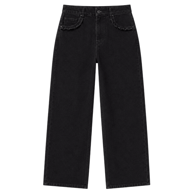 Curved Pocket Straight-Leg Jeans