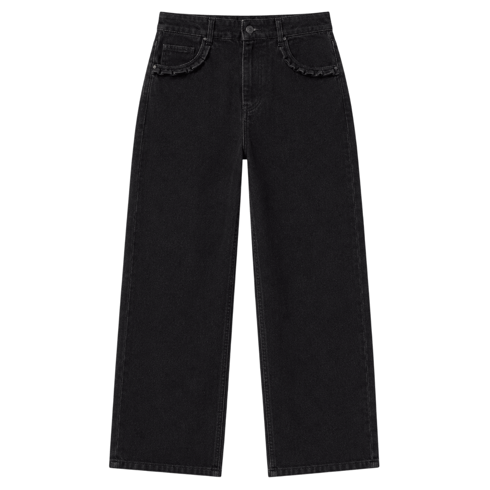 Curved Pocket Straight-Leg Jeans
