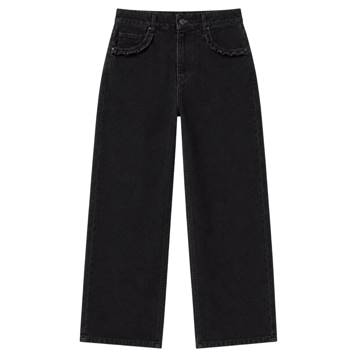 Curved Pocket Straight-Leg Jeans