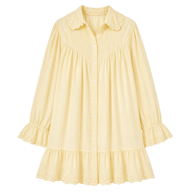 Ruffle Collar Mini Shirt Dress