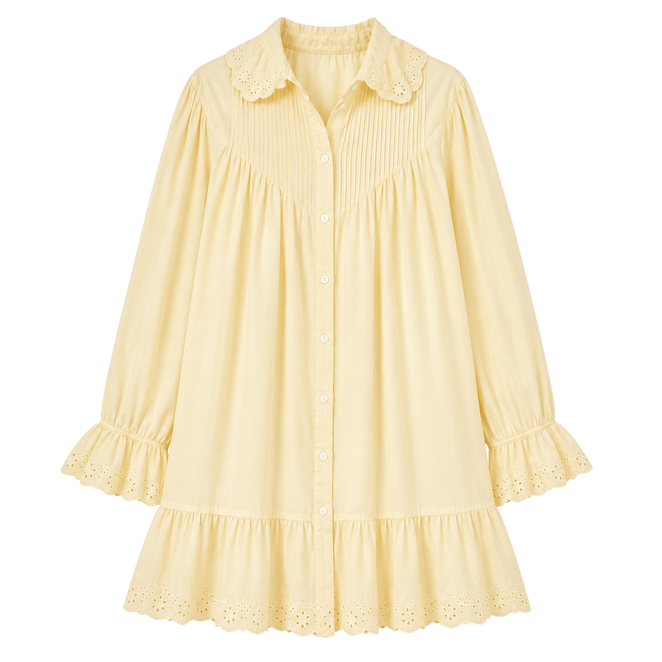 Ruffle Collar Mini Shirt Dress