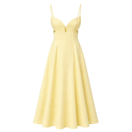 Petal Cutout Linen Maxi Dress
