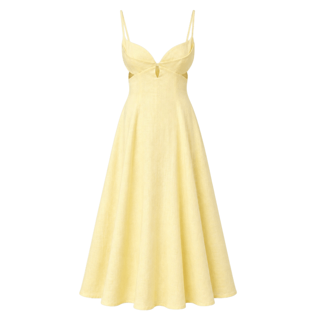Petal Cutout Linen Maxi Dress
