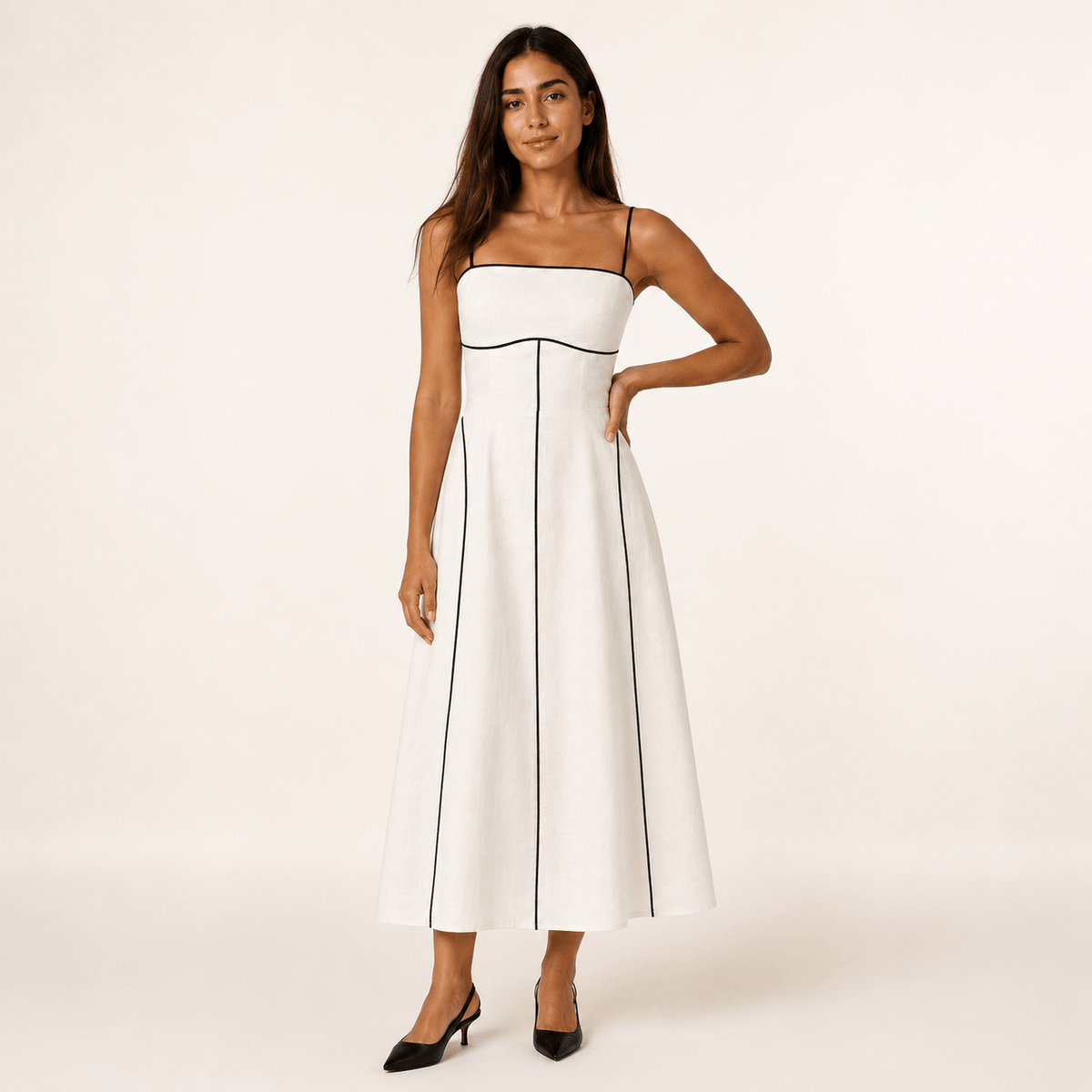 Piped Bustier Maxi Dress