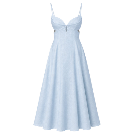 Petal Cutout Linen Maxi Dress