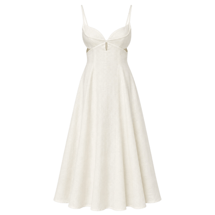 Petal Cutout Linen Maxi Dress