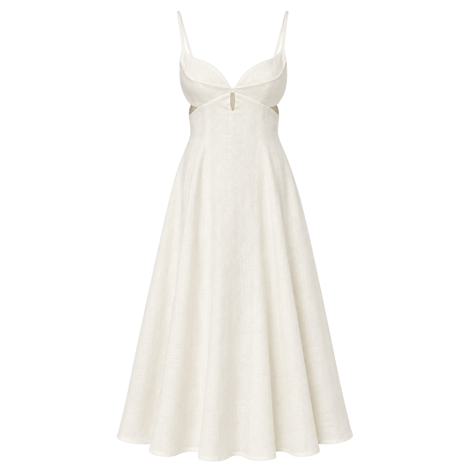 Petal Cutout Linen Maxi Dress