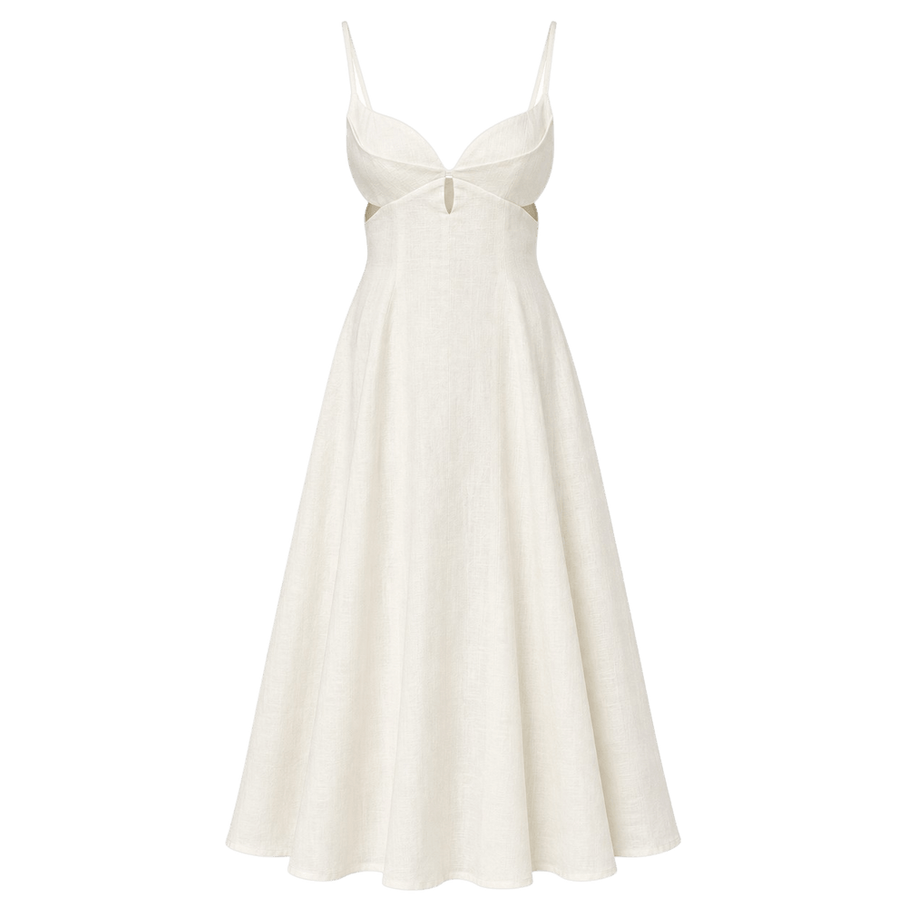 Petal Cutout Linen Maxi Dress