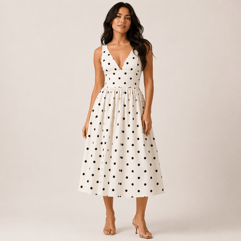 Robe midi à pois