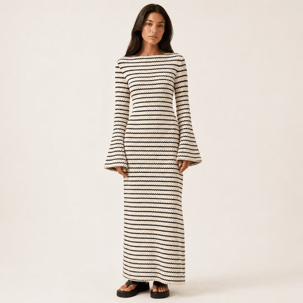 Crochet Striped Maxi Dress